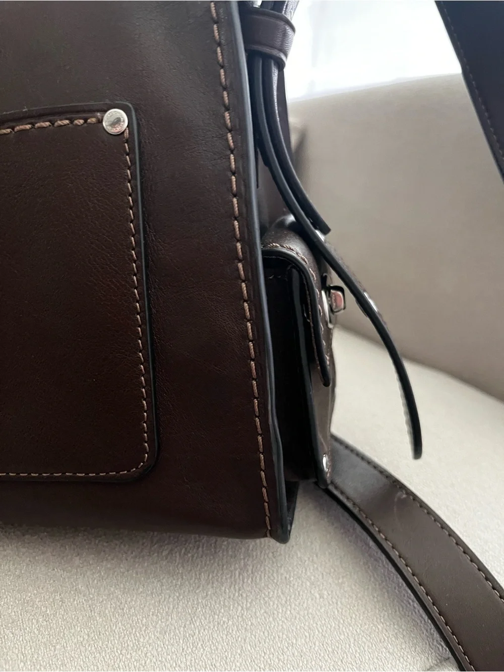 Coach Western Tabby Maple Dark Brown Leather Shoulder Bag with Silver 'C' - Picture 7 of 9
